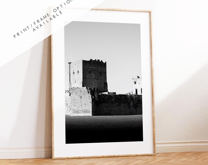 Portchester Castle Photography Print - Hampshire Photography Prints - Wall Art -  Frame and Canvas Options - Black and White - Portrait - UK