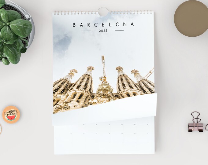 Barcelona 2025 Calendar - A3 or A4 Wall Calendar - 2025 Calendar - Gift - New Year - Barcelona Calendar - Planner - Barcelona Gift