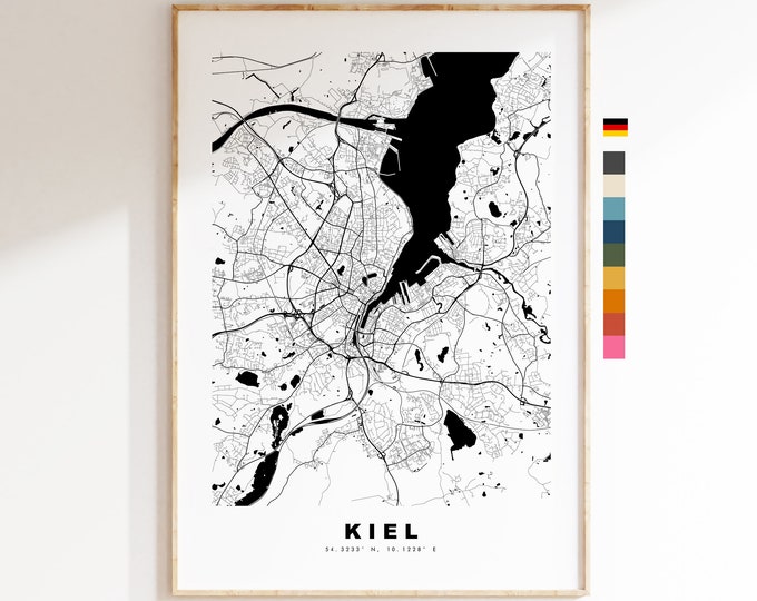 Kiel Map Print - City Map Poster - Map Wall Art - Germany City Maps - Kiel Print - Kiel Poster - Minimalist City Map - Germany