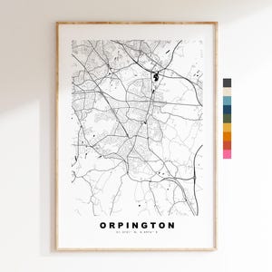 Impresión del mapa de Orpington - Póster minimalista de mapa urbano - Arte cartográfico - Reino Unido - Impresión de Orpington - Orpington, Londres - Diferentes colores disponibles