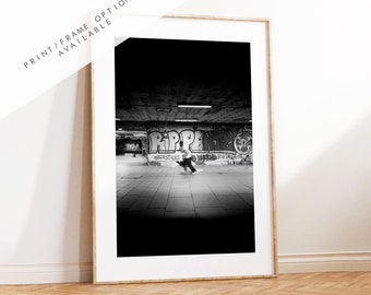Skater Photography Print - London Photography Print - Fine Art Photography - London Print - Poster - Wall Art - Southbank Skate Park - Mono