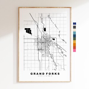 Grand Forks Carte de la ville Imprimer - impression de carte - art de la carte - estampes ou impressions encadrées - États-Unis