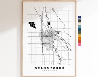 Grand Forks Map Print - City Map Poster - Map Art - USA City Maps - Grand Forks Print - Poster - Minimalist City Map - North Dakota