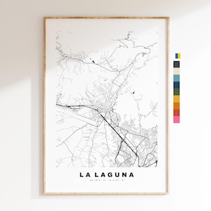 Mapa La Laguna Wydruk - Plakat z mapą miasta - Teneryfa - Mapa ścienna - Mapy miast Hiszpanii - Wydruk - San Cristóbal de La Laguna - Minimalistyczna mapa miasta