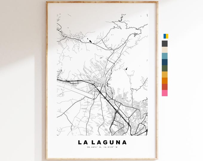 La Laguna Map Print - City Map Poster - Tenerife - Map Wall Art - Spain City Maps - Print - San Cristóbal de La Laguna - Minimalist City Map