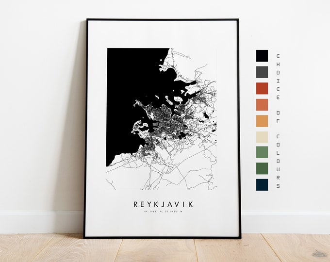Reykjavik Map Print - City Map Poster - Map Art - Map Wall Art - Iceland City Map - Reykjavik Print - Reykjavik Poster - Art  - Minimalist
