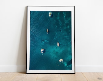 Boats Print - Santorini Photography Print - Coastal Decor - Coastal Art - Coastal Wall Art - Coastal Home Decor - Greece - Greece Photo