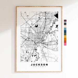 Jackson Carte de la ville Imprimer - impression de carte - art de la carte - estampes ou impressions encadrées - États-Unis