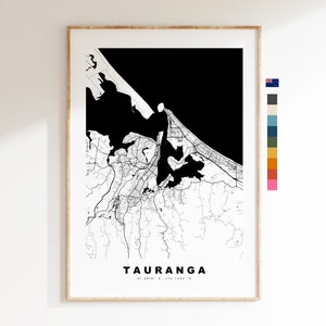 Tauranga impression de carte - Carte de la ville minimaliste - Map Wall Art - Impressions ou impressions encadrées
