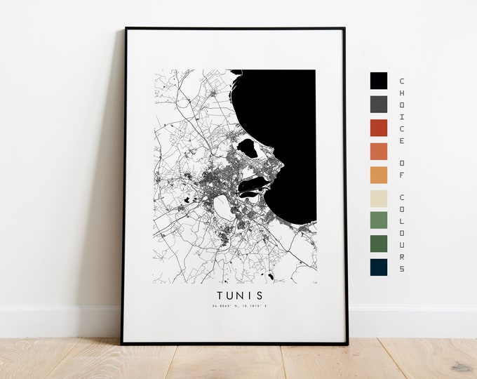Tunis Map Print - City Map Poster - Map Art - Map Wall Art - Tunisia City Map - Tunis Print - Tunis Poster - Wall Art - Map - Africa