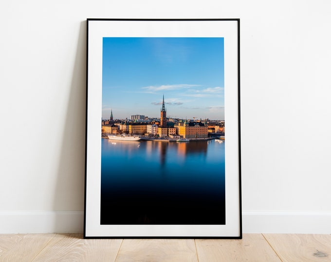 Stockholm Print - Stockholm Photography - Riddarholmen - Stockholm Skyline - Sunset - Golden Hour - Stockholm Wall Art - Stockholm Poster