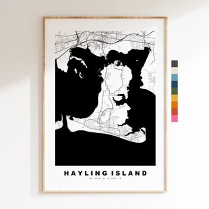 Hayling Island Karte Druck - Minimalistische Stadt Karte Poster - Kartenkunst - UK - Hayling Island Print - Hayling Poster - verschiedene Farben erhältlich