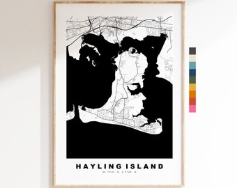 Hayling Island Map Print - Minimalist City Map Poster - Map Art - UK - Hayling Island Print - Hayling Poster - Different Colours Available