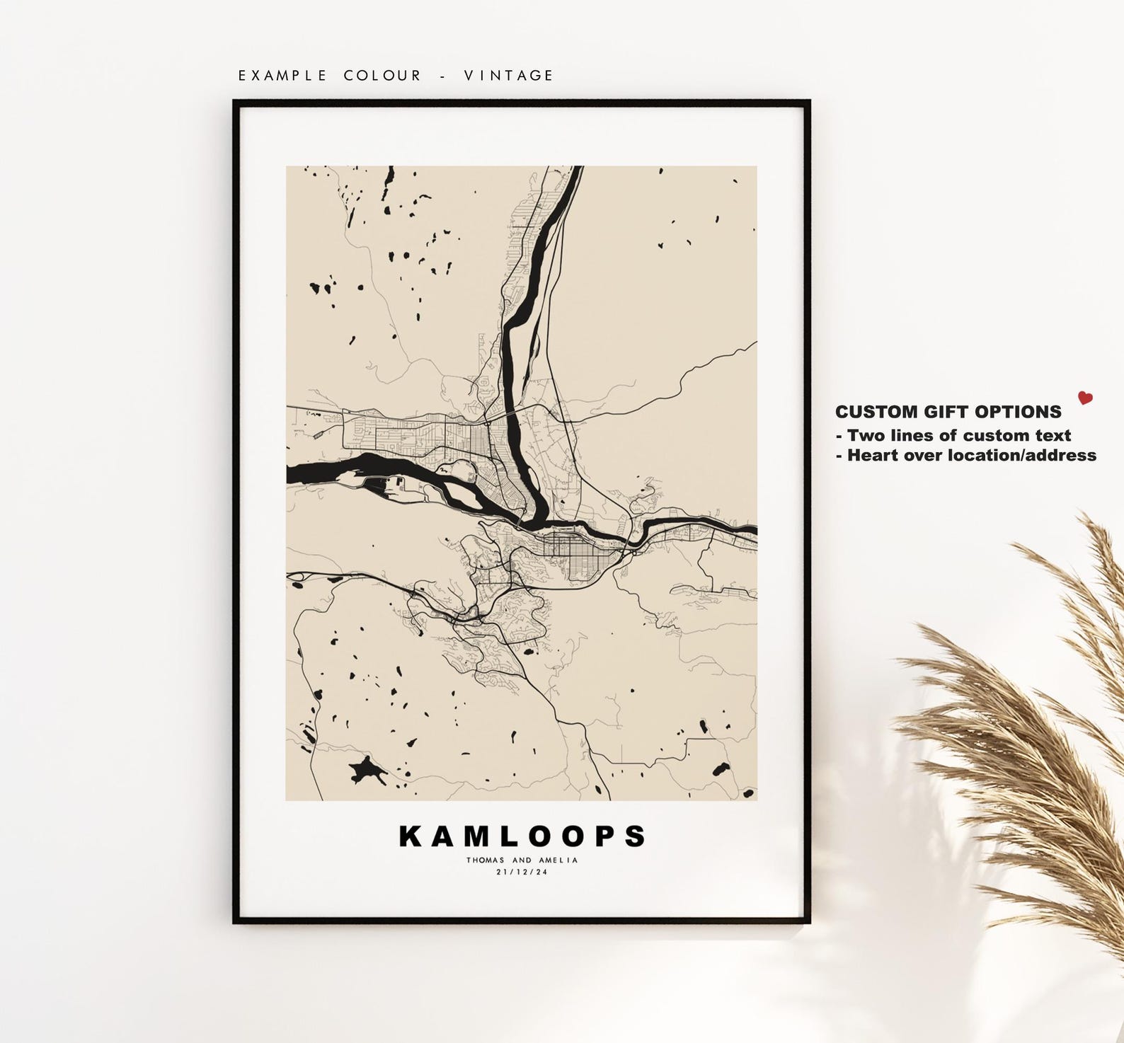 Kamloops Map Print - City Map Poster - Map Art - Map Wall Art - Canada ...