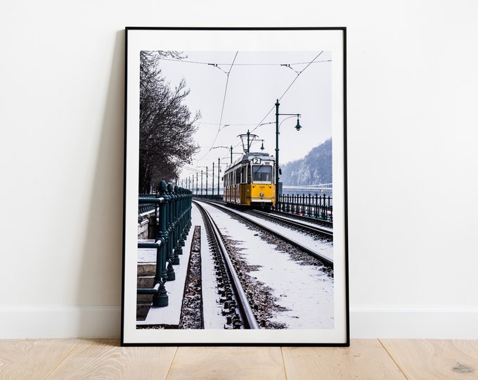 Number 2 Tram - Budapest Photography Print - Budapest Tram Print - Poster - Framed - Wall Art - Budapest Photo - Snow - Winter - Modern