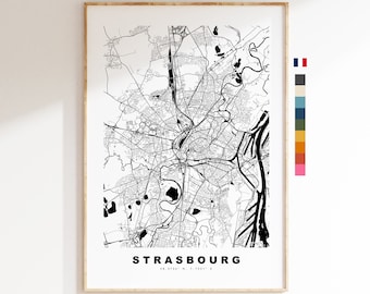 Strasbourg Map Print - City Map Poster - Map Wall Art - France City Maps - Strasbourg Print - Strasbourg Poster - Minimalist City Map