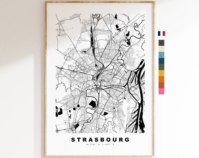 Strasbourg Map Print - City Map Poster - Map Wall Art - France City Maps - Strasbourg Print - Strasbourg Poster - Minimalist City Map