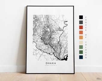 Dhaka Map Print - City Map Poster - Map Art - Map Wall Art - Bangladesh City Map - Dhaka Print - Dhaka Poster - Wall Art - Map - Asias