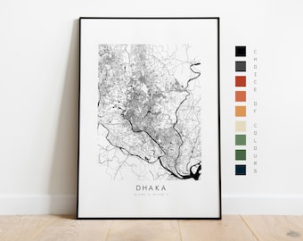 Dhaka Map Print - City Map Poster - Map Art - Map Wall Art - Bangladesh City Map - Dhaka Print - Dhaka Poster - Wall Art - Map - Asias