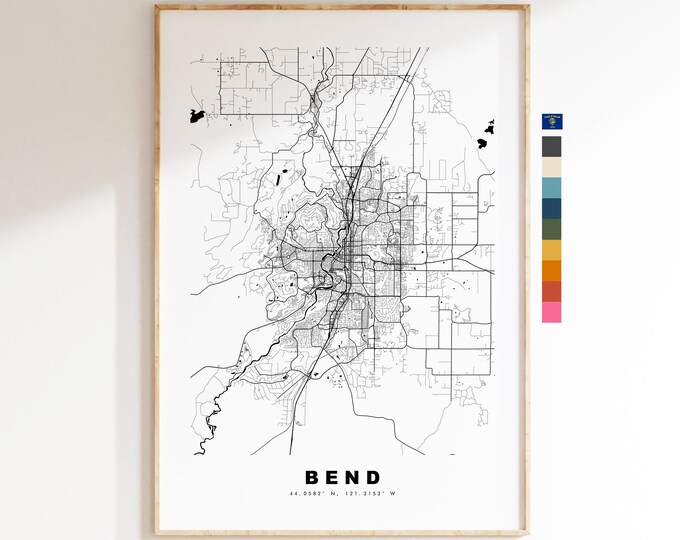 Bend Map Print - City Map Poster - Map Art - USA City Maps - Bend Print - Bend Poster - Minimalist City Map - Oregon