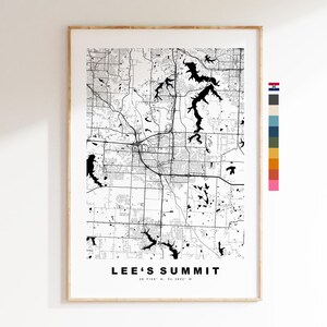 Lee's Summit Carte de la ville Imprimer - impression de carte - art de la carte - estampes ou impressions encadrées - États-Unis