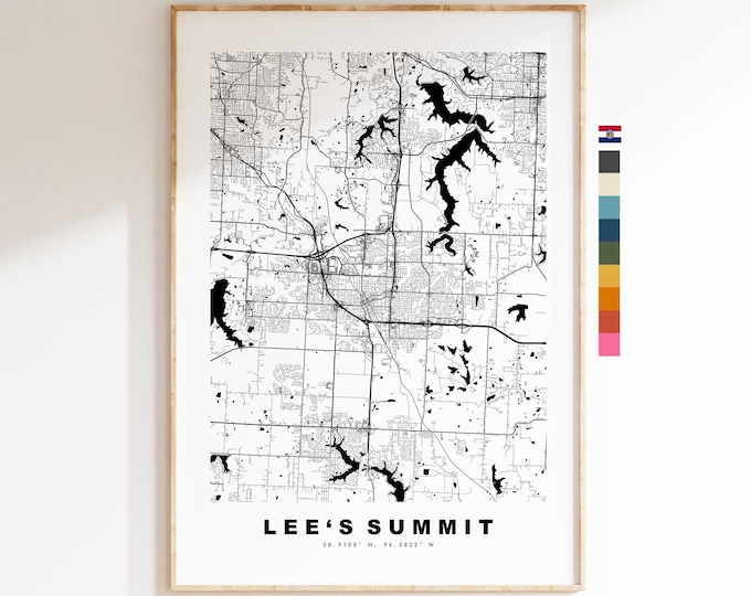 Lee's Summit Map Print - City Map Poster - Map Art - USA City Maps - Lee's Summit Print - Poster - Minimalist City Map - Missouri