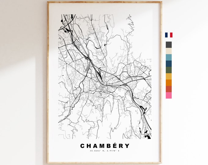 Chambery Map Print - City Map Poster - Map Wall Art - France City Maps - Chambéry Print - Chambéry Poster - Minimalist City Map - France