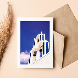 Cartão de felicitações Santorini - Cartão de felicitações - Em branco por dentro - Aniversário - Aniversário de casamento - Dia das mães - Dia dos pais - Feriado - Cartão de felicitações