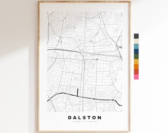 Dalston Map Print - Minimalist City Map Poster - Map Art - London, UK - Dalston Print - Dalston Poster - Different Colours Available