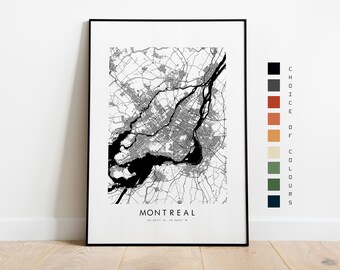 Montreal Karte Drucken - Stadtplan Poster - Karte Kunst - Karte Wandkunst - Kanada Stadtkarte - Montreal Druck - Montreal Poster - Wandkunst - Karte