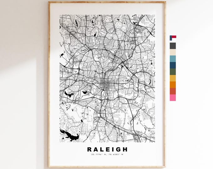 Raleigh Map Print - City Map Poster - Map Art - USA City Maps - Raleigh Print - Raleigh Poster - Minimalist City Map - North Carolina