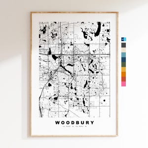 Woodbury Carte de la ville Imprimer - impression de carte - art de la carte - estampes ou impressions encadrées - minimaliste - États-Unis