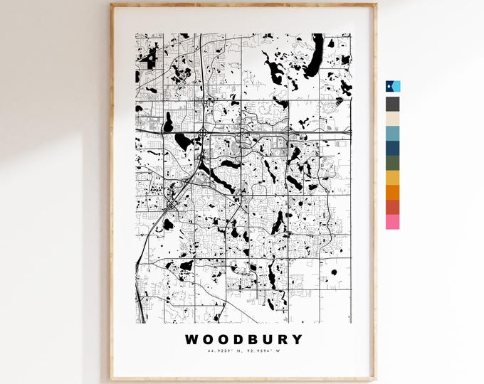 Woodbury Map Print - City Map Poster - Map Art - USA City Maps - Woodbury Print - Woodbury Poster - Minimalist City Map - Minnesota