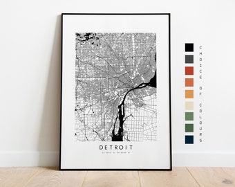 Detroit Map Print - City Map Poster - Map Art - Map Wall Art - USA City Map - Detroit Print - Detroit Poster - Wall Art - Map - Minimalist