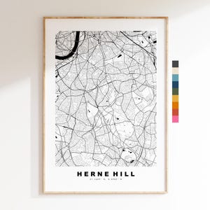 Herne Hill Map Print - Minimalist City Map Poster - Map Art - UK - Herne Hill Print - Herne Hill, London - Different Colours Available