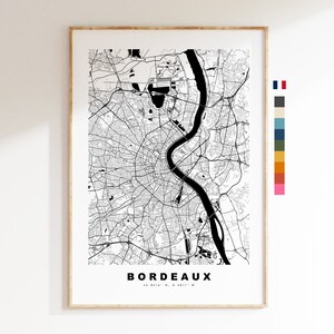 Bordeaux Stadtplan-Druck – minimalistischer Stadtplan – Karten-Wandkunst – Drucke oder gerahmte Drucke