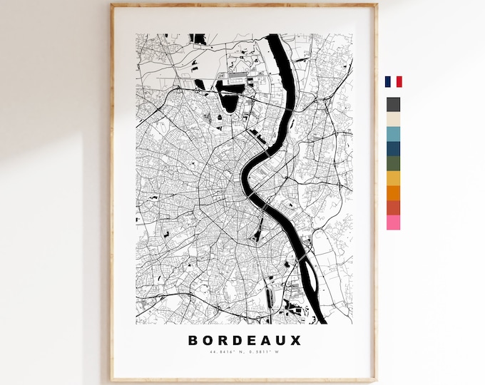 Bordeaux Map Print - City Map Poster - Map Wall Art - France City Maps - Bordeaux Print - Bordeaux Poster - Minimalist City Map - France