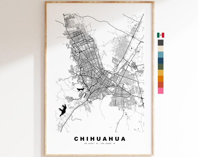 Chihuahua Map Print - City Map Poster - Map Art - Map Wall Art - Mexico City Maps - Chihuahua Print - Chihuahua Poster - Minimalist City Map