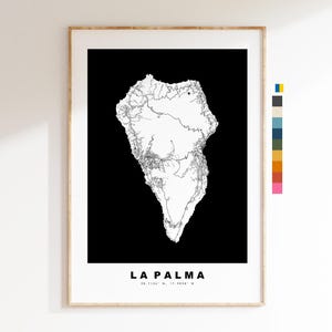 La Palma Inselkarte - Kartendruck - Kartenkunst - Drucke oder gerahmte Drucke - minimalistisch