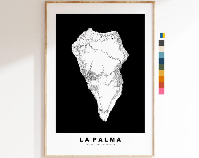 La Palma Map Print - Map Poster - Map Art - Map Wall Art - Spain Maps - La Palma Print - Canary Islands Poster - Minimalist Map