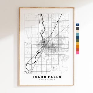 Idaho Falls Carte de la ville Imprimer - impression de carte - art de la carte - estampes ou impressions encadrées - États-Unis