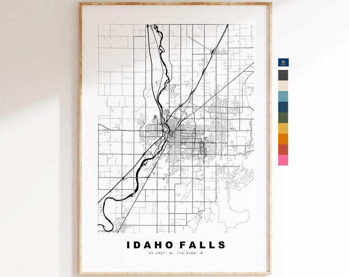 Idaho Falls Map Print - City Map Poster - Map Art - USA City Maps - Idaho Falls Print - Idaho Falls Poster - Minimalist City Map - Idaho