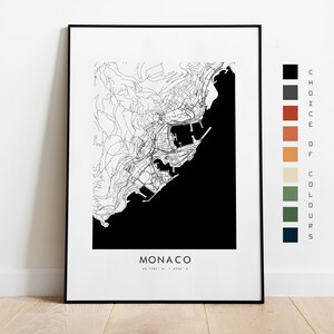 Monaco Karte Print - Stadt Karte Poster - Kartenkunst - Landkarte Wandkunst - Monaco Stadtplan - Monaco Print - Monaco Poster - Kunst - Map Print - Europa