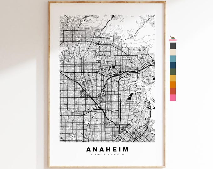 Anaheim Map Print - City Map Poster - Map Art - USA City Maps - Anaheim Print - Anaheim Poster - Minimalist City Map - California