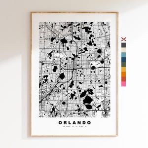 Orlando Stadsplattegrond Print - kaartprint - kaartkunst - prints of ingelijste prints - minimalistisch - Verenigde Staten