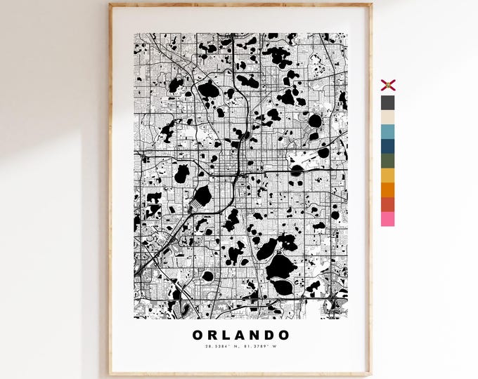 Orlando Map Print - City Map Poster - Map Art - USA City Maps - Orlando Print - Orlando Poster - Minimalist City Map - Florida