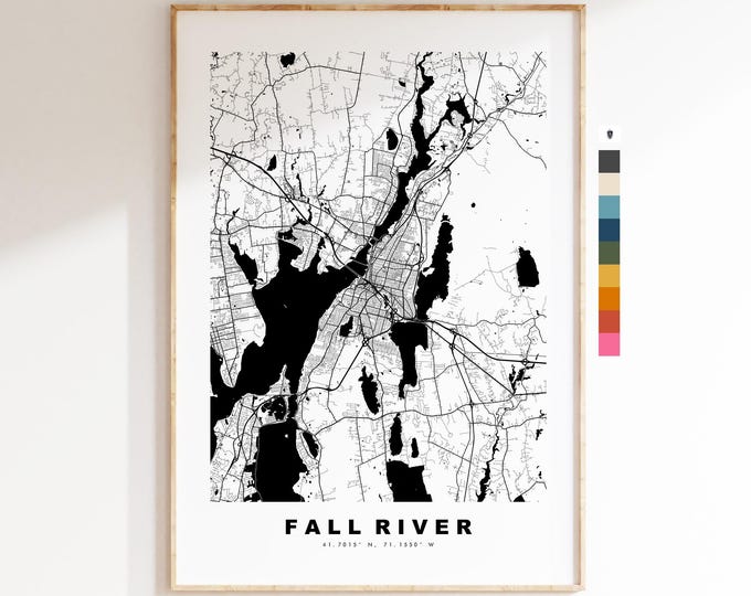 Fall River Map Print - City Map Poster - Map Art - USA City Maps - Fall River Print - Poster - Minimalist City Map - Massachusetts