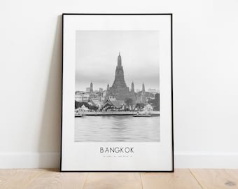 Bangkok City Poster Print - Black and White Minimalist City Print - Coordinates - Bangkok Poster - Bangkok Art Print - Thailand - Gift