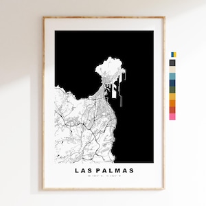 Las Palmas de Gran Canaria Plan de la ville - impression de carte - art cartographique - impressions ou impressions encadrées