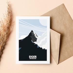 Eiger Grußkarte - Grußkarten - Innenseite blanko - Illustration - Geburtstag - Jubiläum - Muttertag - Vatertag - Alpen